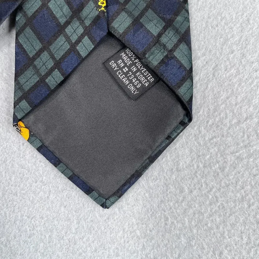 Vintage Looney Tunes Mania Tie Character All Over Print Blackwatch Plaid